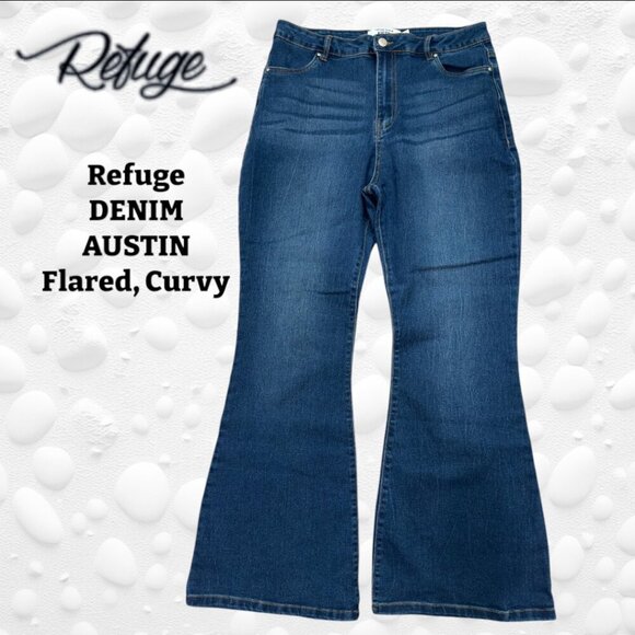 Refuge Blue Flare Jeans with High Waist NWOT Size 11 - Picture 1 of 7